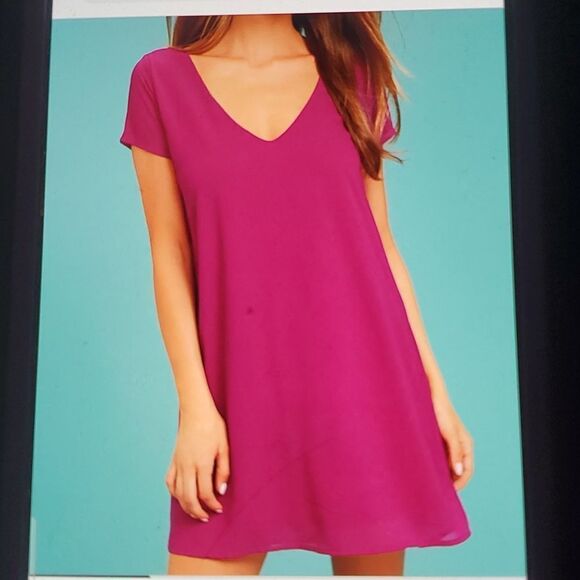 LULUS FREESTYLE MAGENTA  SHIFT DRESS S - Picture 1 of 6